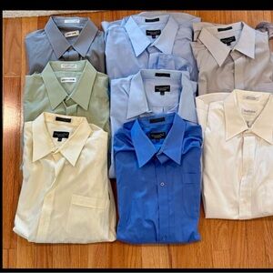 Lot of Eight Mens Dress Shirt - 17” 34/35 - USED
